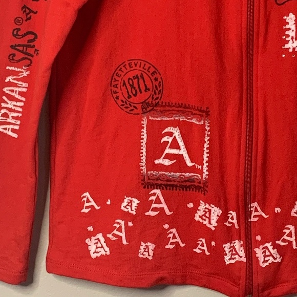 Arkansas Razorbacks Women's Jacket Small Full Zip Mock Collar Bling Made in USA - Picture 6 of 13